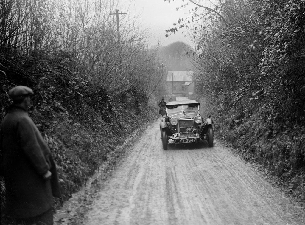 Detail of CL Clayton's Alfa Romeo competing in the MCC Exeter Trial, 1930 by Bill Brunell