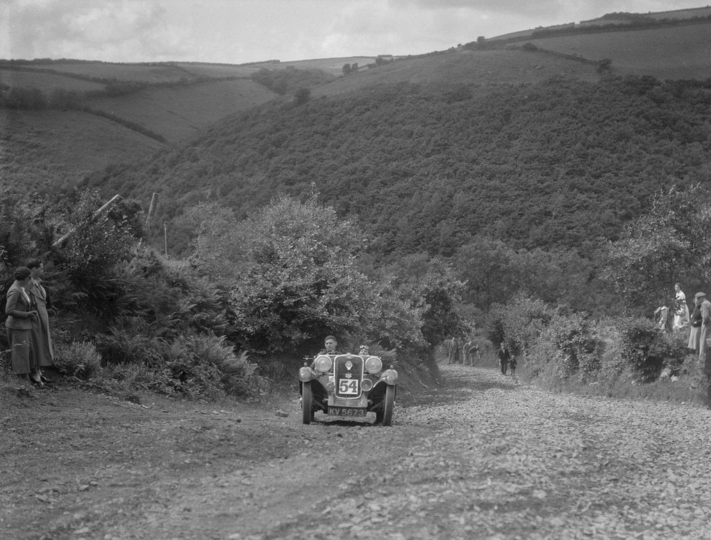 Detail of Singer 2-seater competing in the Mid Surrey AC Barnstaple Trial, Beggars Roost, Devon, 1934 by Bill Brunell
