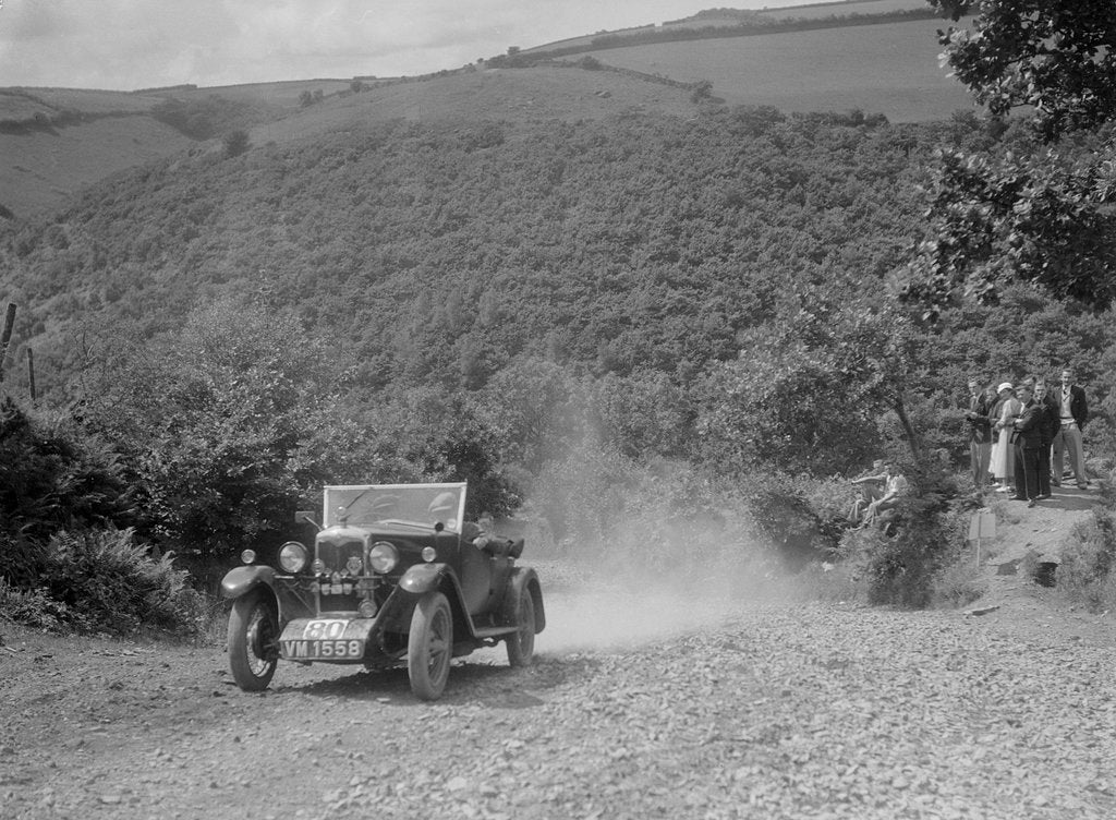 Detail of Riley 9 open 4-seater tourer at the Mid Surrey AC Barnstaple Trial, Beggars Roost, Devon, 1934 by Bill Brunell