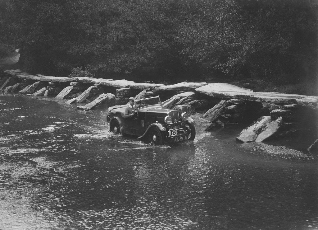 Detail of Triumph competing in the Mid Surrey AC Barnstaple Trial, Tarr Steps, Exmoor, Somerset, 1934 by Bill Brunell