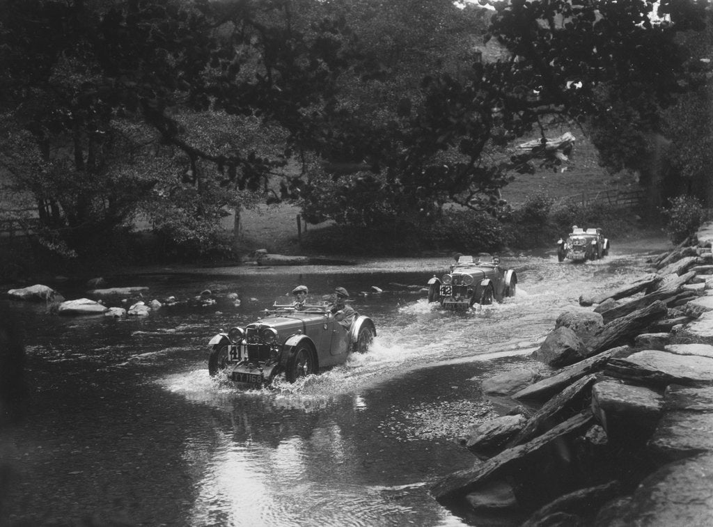 Detail of MG J2s of Kennneth and Doreen Evans, Mid Surrey AC Barnstaple Trial, Tarr Steps, Exmoor, 1934 by Bill Brunell