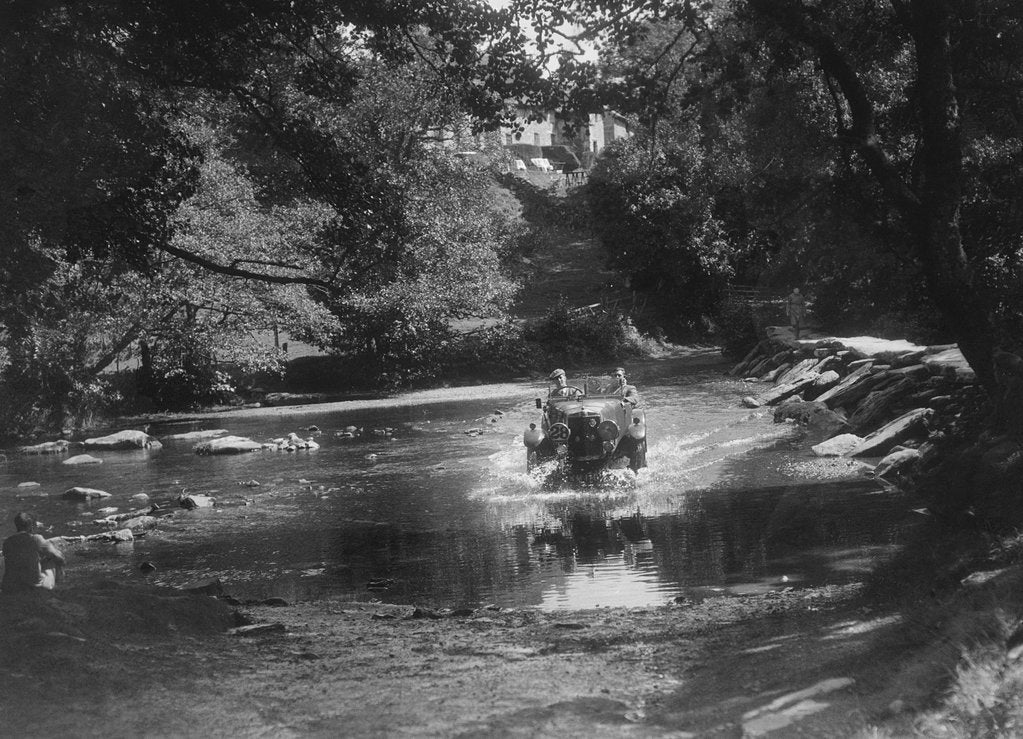 Detail of Lea-Francis competing in the Mid Surrey AC Barnstaple Trial, Tarr Steps, Exmoor, 1934 by Bill Brunell