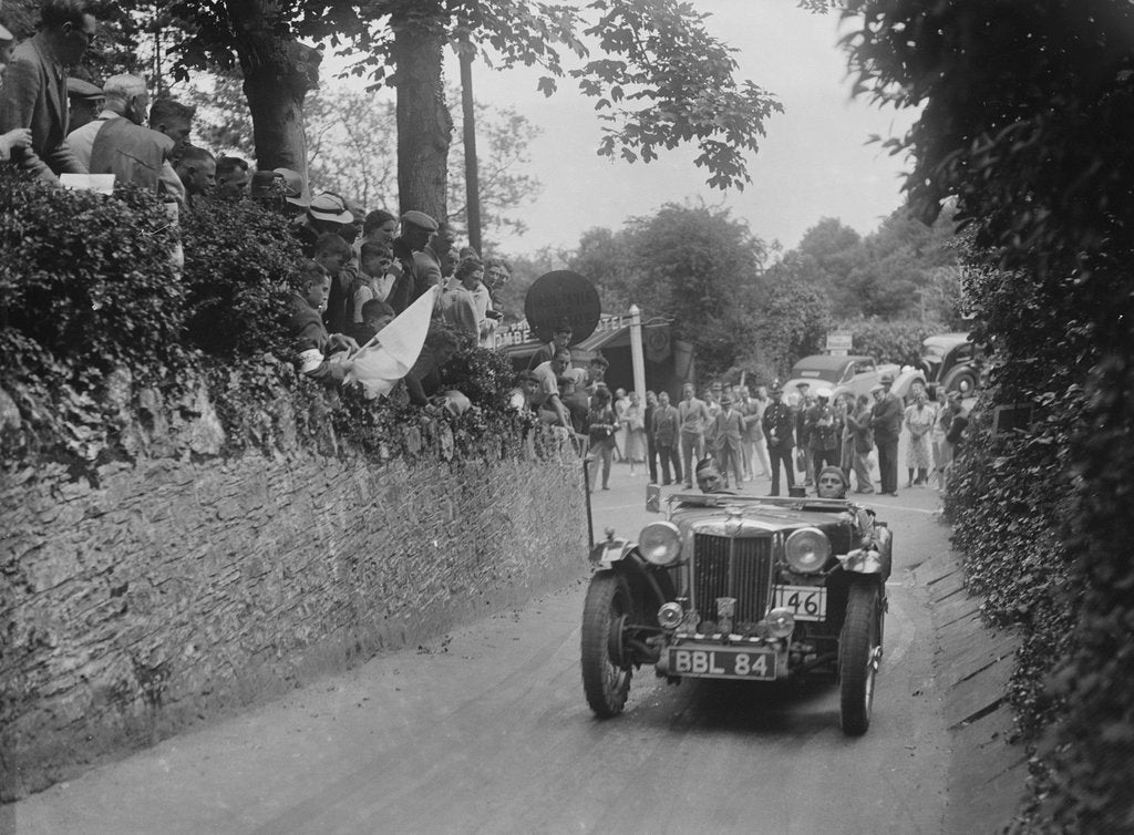 Detail of MG TA of Archie Langley of the Three Musketeers team, MCC Torquay Rally, Torbay, Devon, 1938 by Bill Brunell