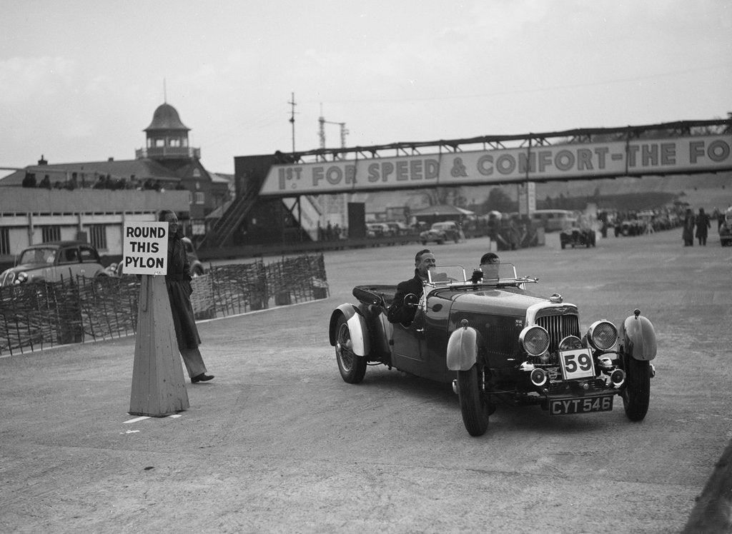Detail of Aston Martin 4-seat open tourer competing in the JCC Rally, Brooklands, Surrey, 1939 by Bill Brunell