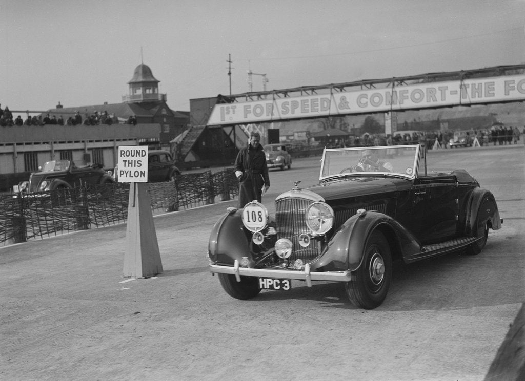 Detail of Bentley 4-seater tourer of GG Wood competing in the JCC Rally, Brooklands, Surrey, 1939 by Bill Brunell