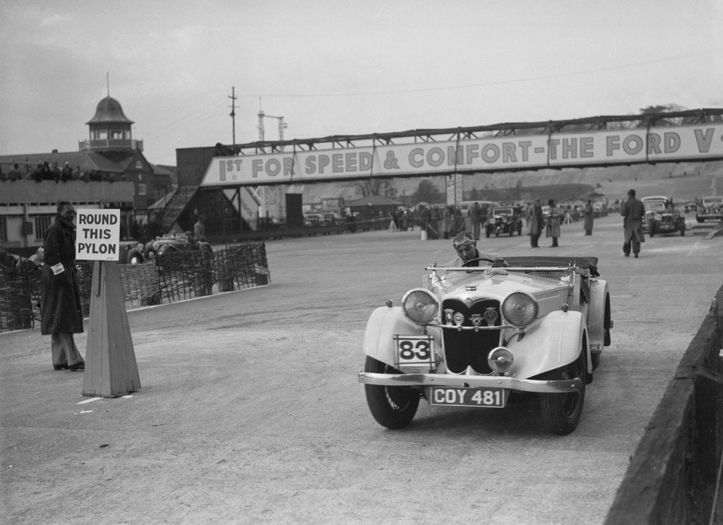 Detail of Riley Lynx Sprite competing in the JCC Rally, Brooklands, Surrey, 1939 by Bill Brunell