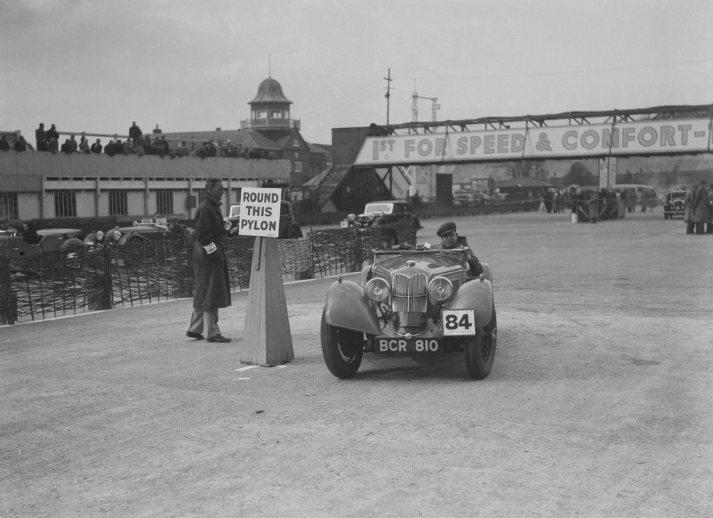 Detail of Riley Sprite of Kay Hague competing in the JCC Rally, Brooklands, Surrey, 1939 by Bill Brunell