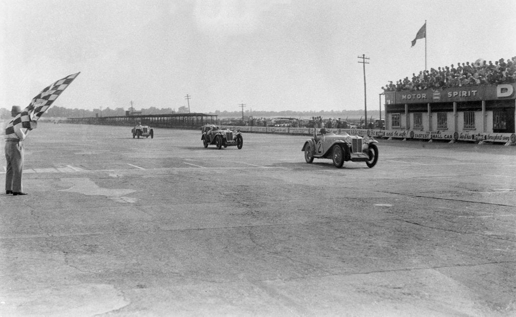 Detail of MG Magna of SG Cummings winning a race, BARC meeting, Brooklands, Surrey, 1933 by Bill Brunell