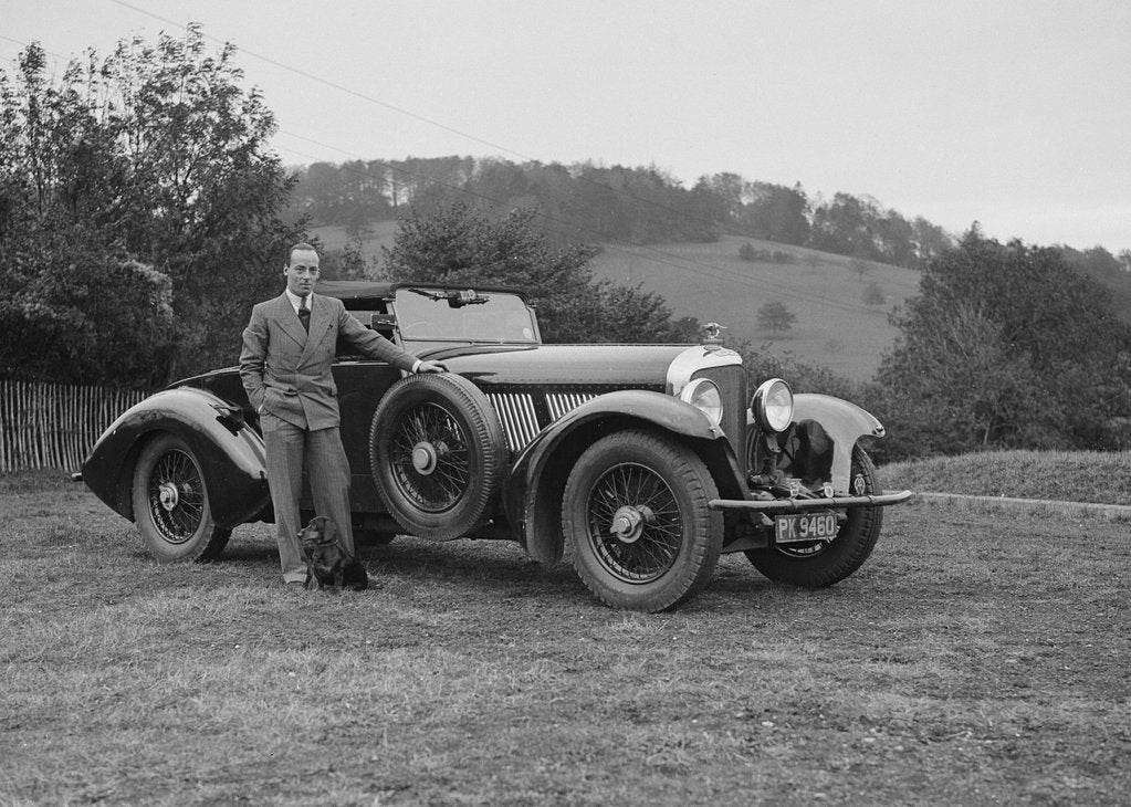 Detail of Charles Mortimer with his Barker-bodied 2-seater Bentley, c1930s by Bill Brunell