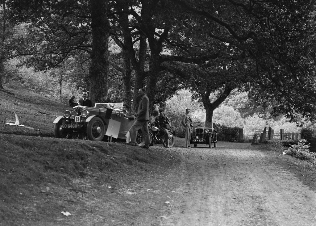 Detail of Wolseley Hornet and Morris Minor taking part in a motoring trial, c1930s by Bill Brunell