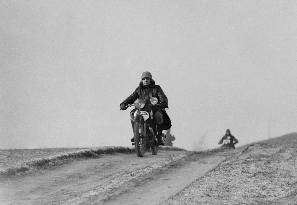 Detail of Motorcycle taking part in a trial, c1930s by Bill Brunell