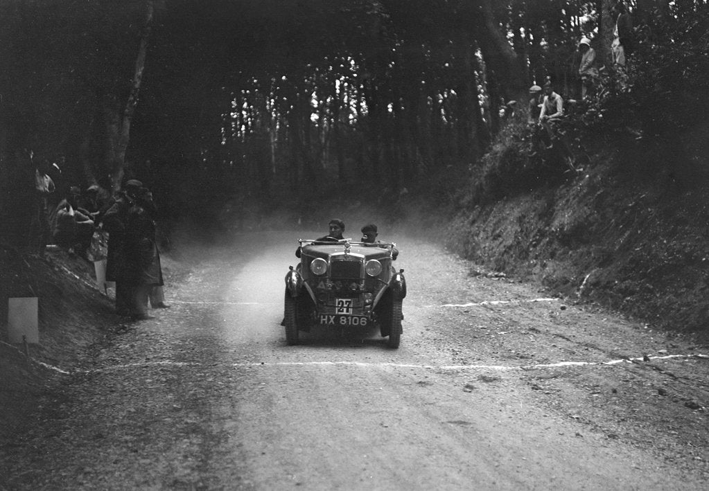 Detail of Morris Minor of JWP Bolton taking part in a motoring trial, c1930s by Bill Brunell