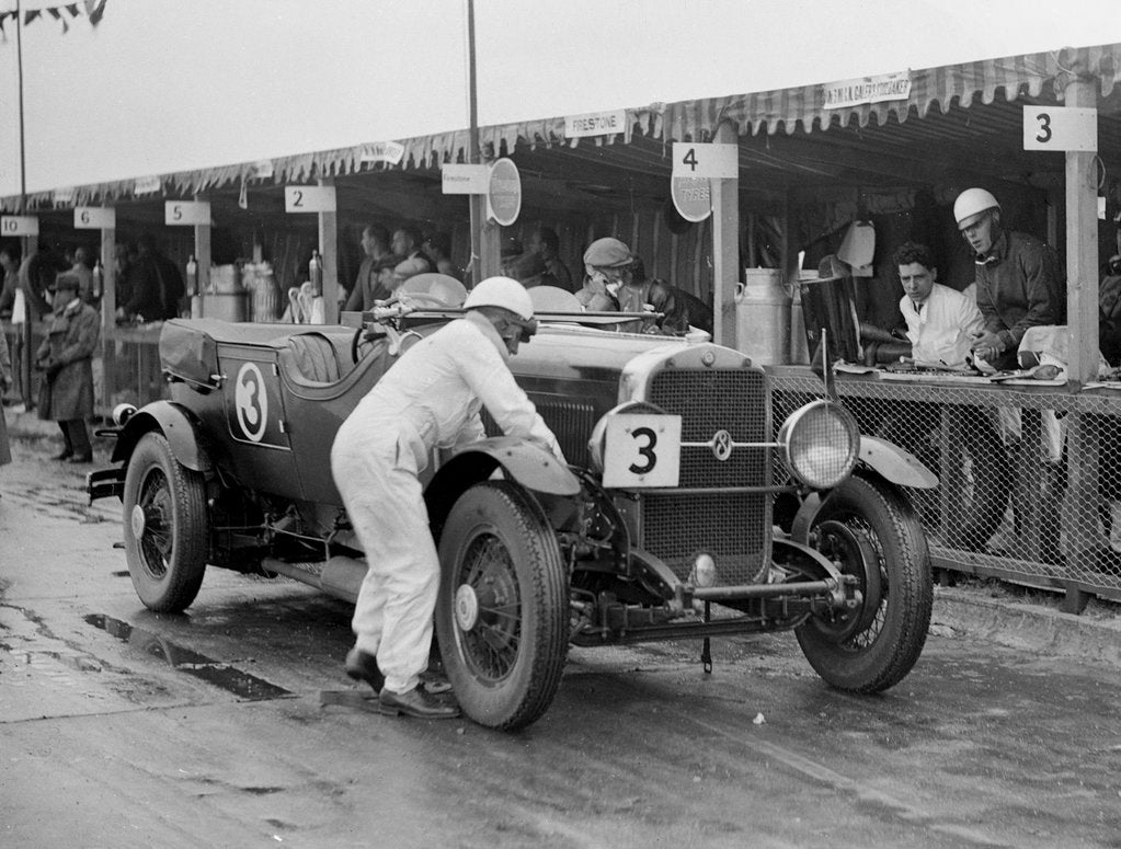 Detail of Studebaker of A Hollidge and GAW Laird in the pits at the JCC Double Twelve Race, Brooklands, 1929 by Bill Brunell