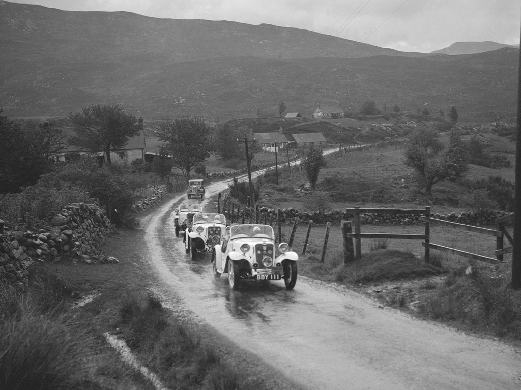 Detail of Two Singer Le Mans cars competing in the RSAC Scottish Rally, 1936 by Bill Brunell