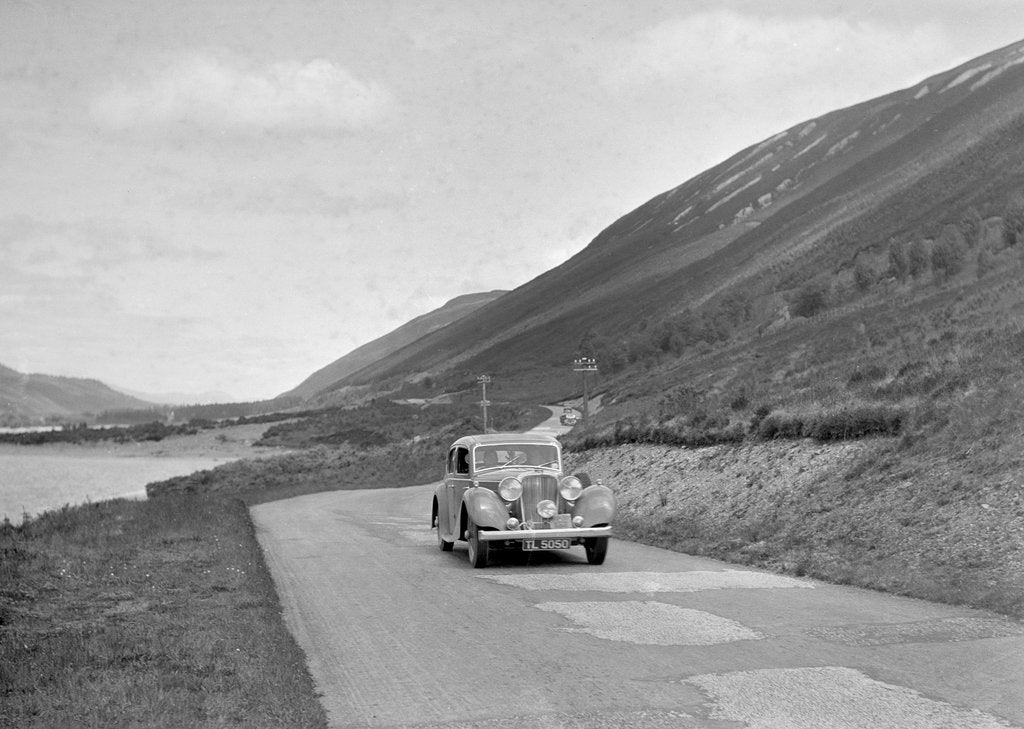 Detail of SS Jaguar of CL Bembridge competing in the RSAC Scottish Rally, 1936 by Bill Brunell