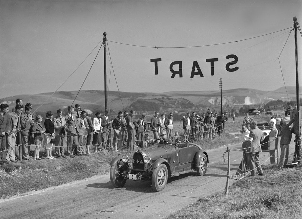 Detail of Bugatti Type 43 of AF Walsham competing in the Bugatti Owners Club Lewes Speed Trials, Sussex, 1937 by Bill Brunell