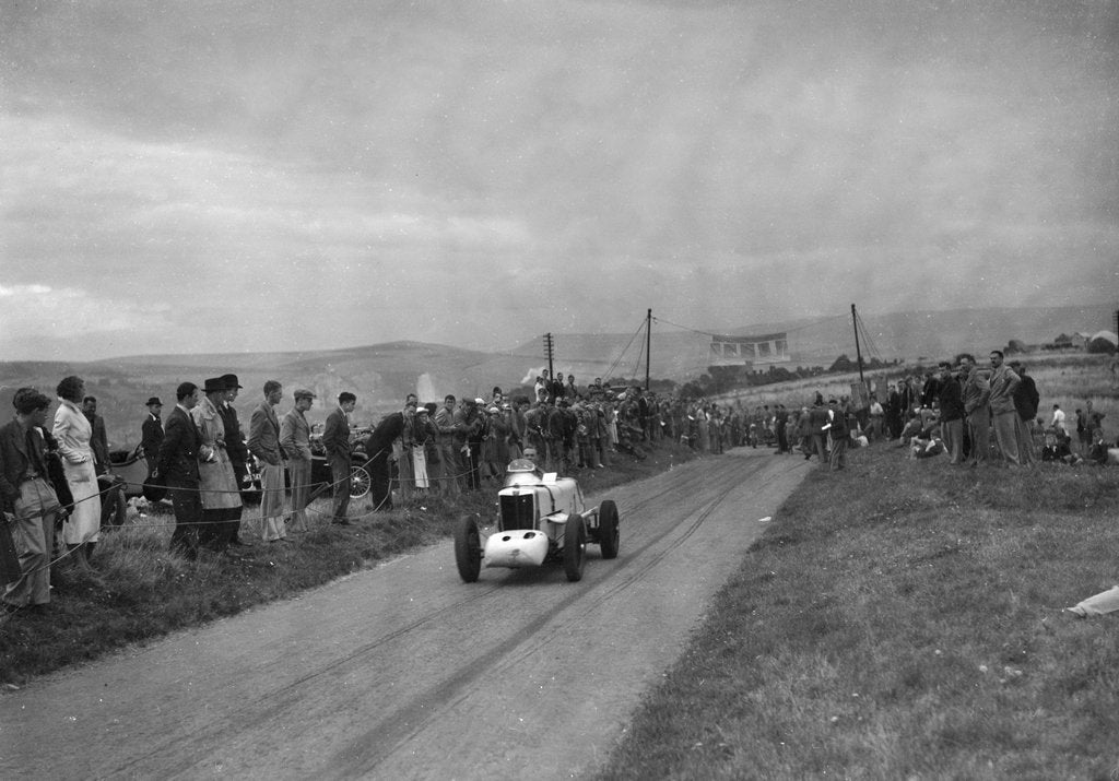 Detail of MG of JKW Baines competing in the Bugatti Owners Club Lewes Speed Trials, Sussex, 1937 by Bill Brunell