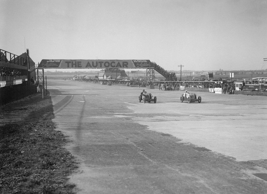 Detail of MG C types of the Earl of March and Harold Parker, BRDC 500 Mile Race, Brooklands, 1931 by Bill Brunell