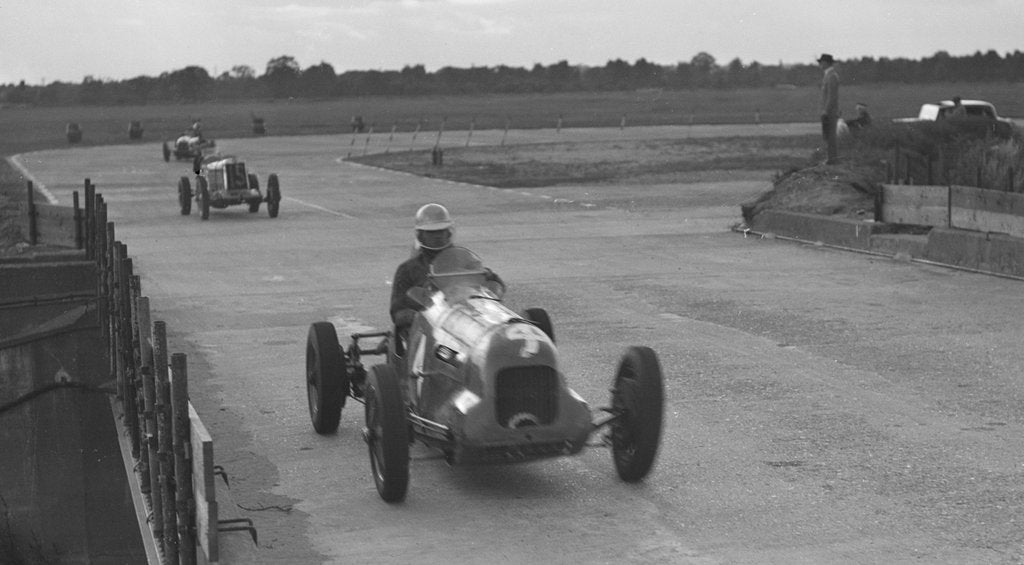 Detail of MG racing at Brooklands, Surrey, c1930s by Bill Brunell