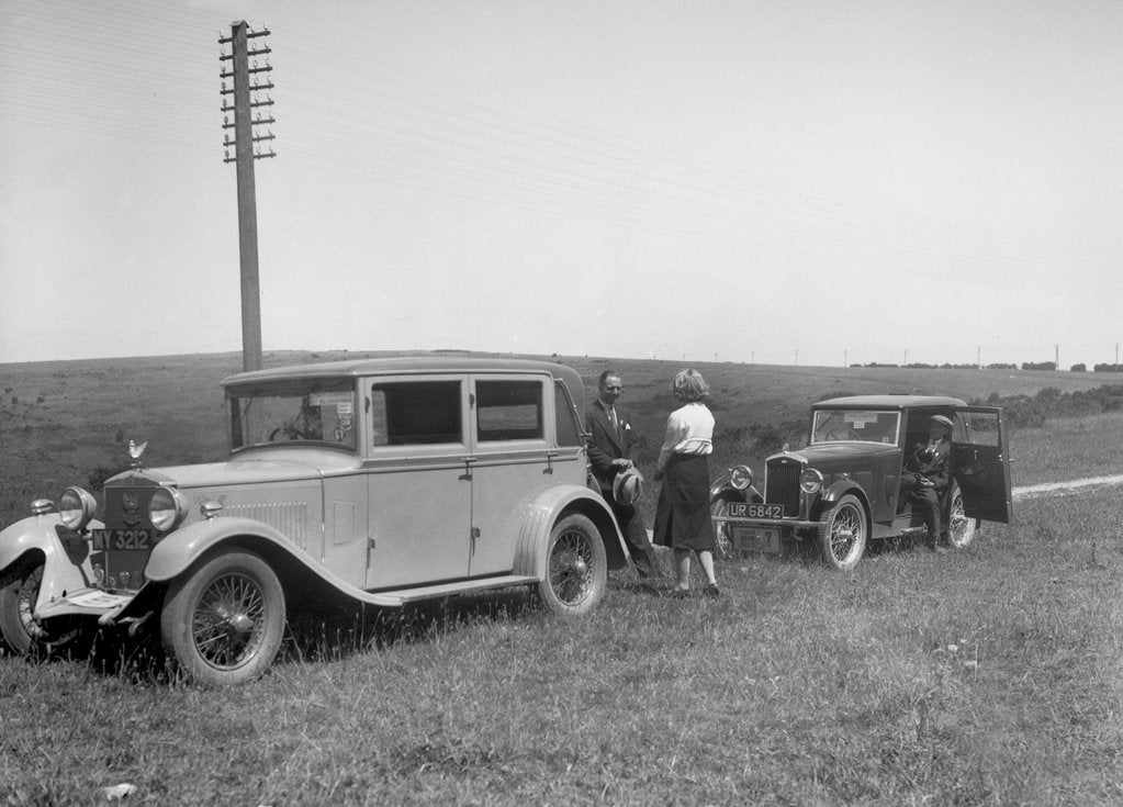 Detail of Wolseley Hornet of JW Whalley and Kitty Brunell's Bianchi saloon, B&HMC Brighton Motor Rally, 1930 by Bill Brunell