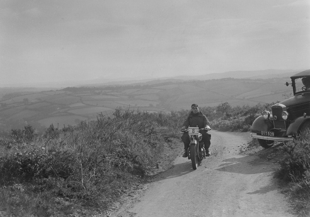 Detail of Ariel motorcycle competing in the MCC Torquay Rally, 1938 by Bill Brunell