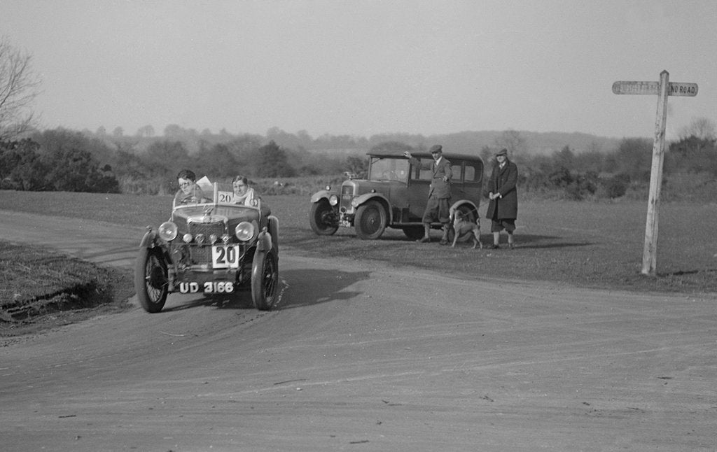 Detail of MG M type and official's Singer saloon at the JCC Half-Day Trial, 1930 by Bill Brunell