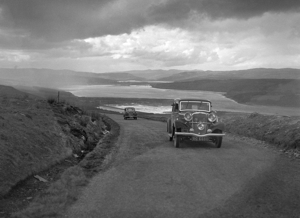 Detail of Sunbeam saloon of AA Smith competing in the RSAC Scottish Rally, 1934 by Bill Brunell