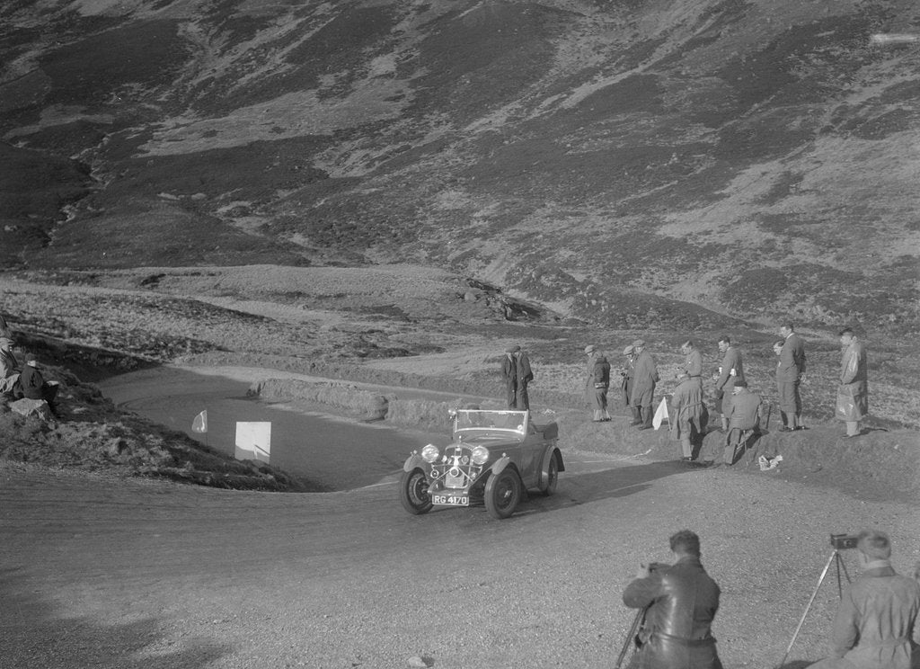 Detail of Wolseley Hornet of GF Collie competing in the RSAC Scottish Rally, Devil's Elbow, Glenshee, 1934 by Bill Brunell