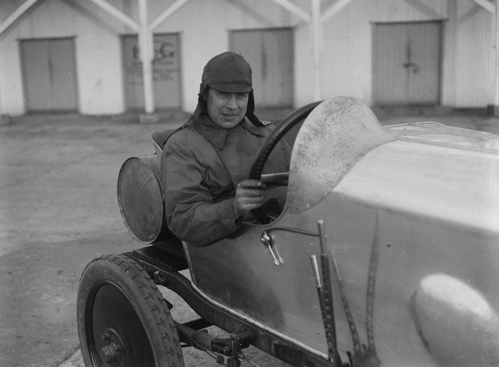 Detail of HJC Smith in his Eric-Campbell at the JCC 200 Mile Race, Brooklands, Surrey, 1921 by Bill Brunell
