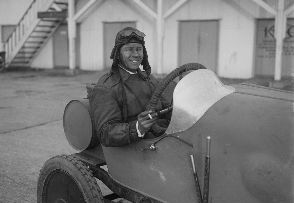 Detail of HJC Smith in his Eric-Campbell at the JCC 200 Mile Race, Brooklands, Surrey, 1921 by Bill Brunell