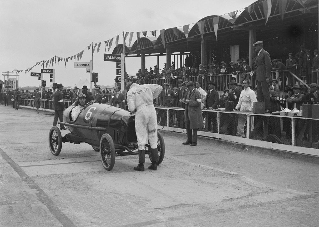 Detail of Salmson of M Devaux at the JCC 200 Mile Race, Brooklands, Surrey, 1921 by Bill Brunell