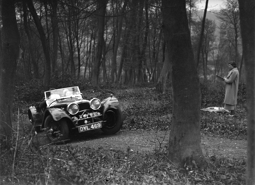 Detail of Jaguar SS100 at the Standard Car Owners Club Southern Counties Trial, Hale Wood, Chilterns, 1938 by Bill Brunell