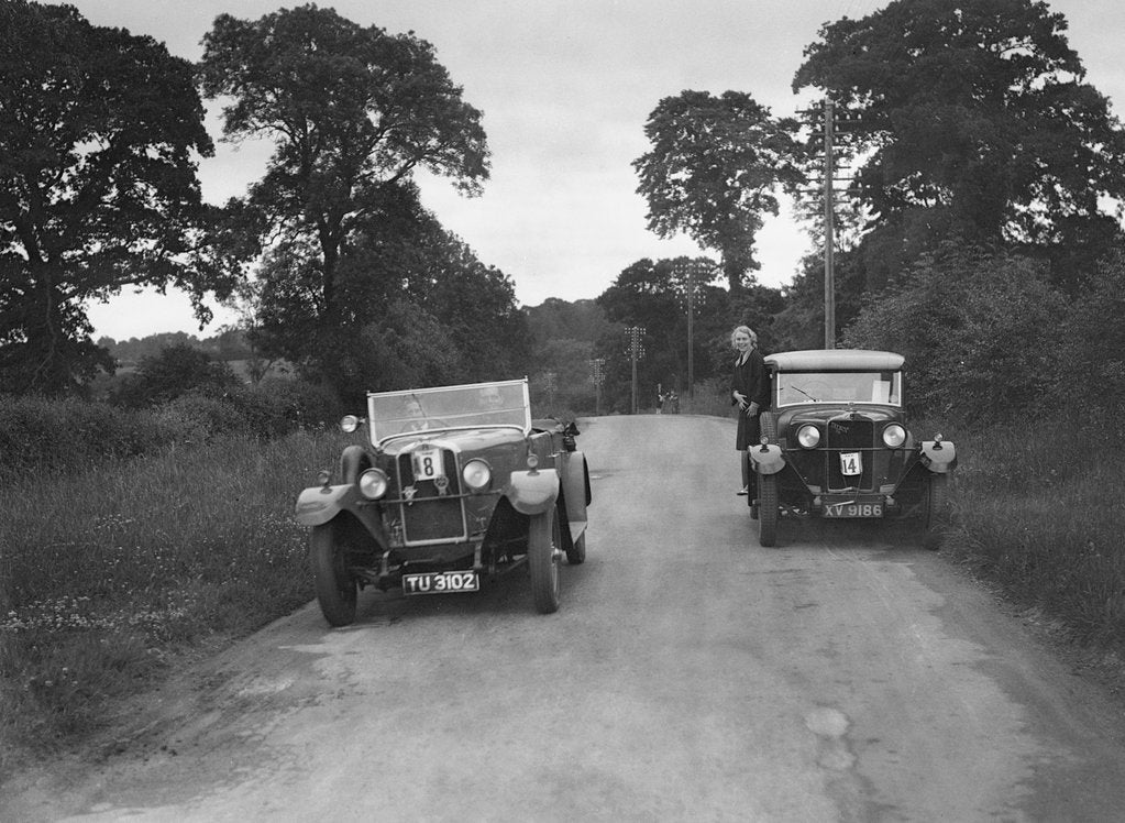 Detail of Talbot 18/55 4-seater and Kitty Brunell's Talbot 14/45 saloon at the JCC Inter-Centre Rally, 1932 by Bill Brunell