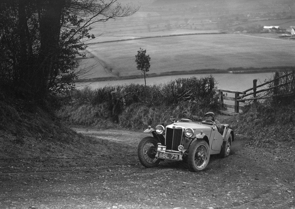 Detail of MG TA of Ken Crawford of the Cream Cracker Team at the MG Car Club Midland Centre Trial, 1938 by Bill Brunell