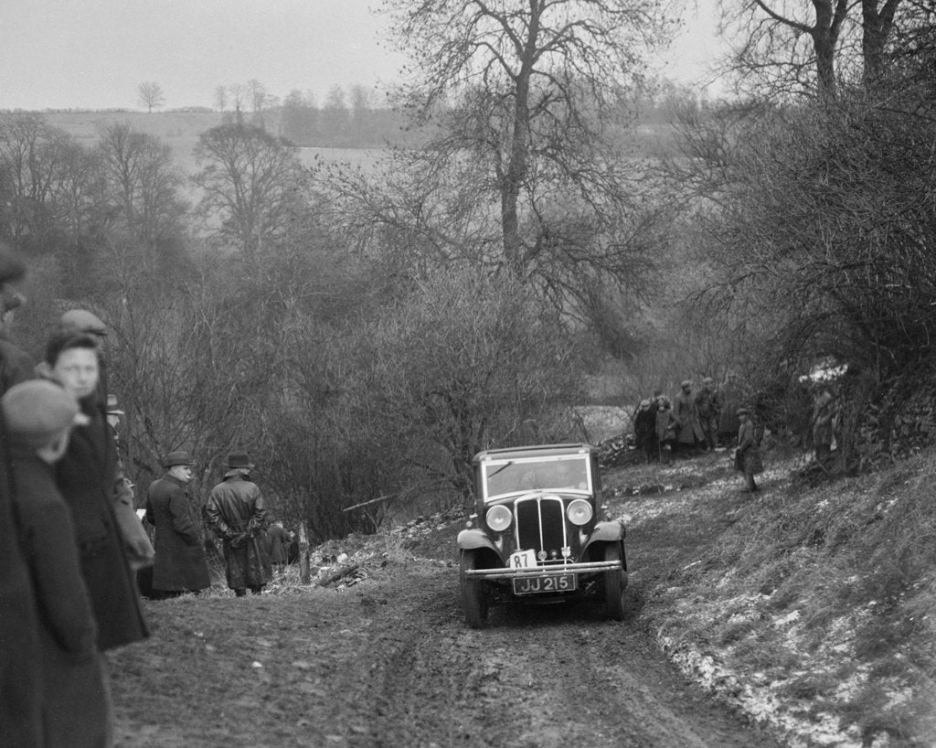 Detail of Standard Nine saloon of Mrs M Vaughan competing in the Sunbac Colmore Trial, Gloucestershire, 1933 by Bill Brunell