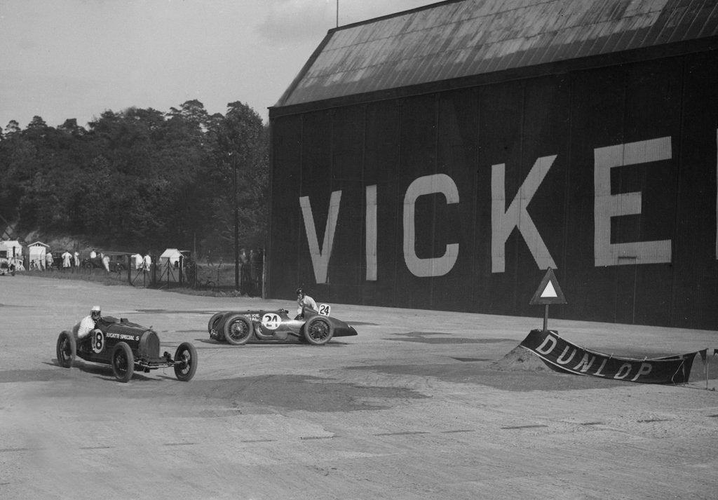 Detail of Bugatti Special 5 racing at a BARC meeting, Brooklands, 1933 by Bill Brunell