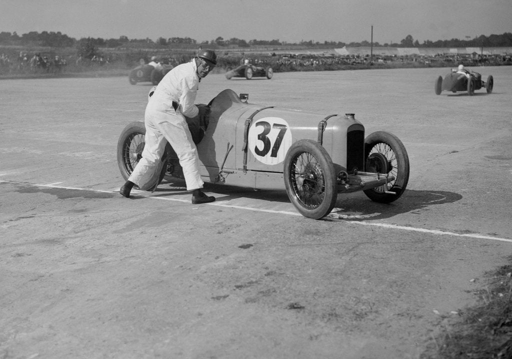 Detail of Charles Martin restarting his Amilcar after skidding, JCC 200 Mile Race, Brooklands, 1926 by Bill Brunell