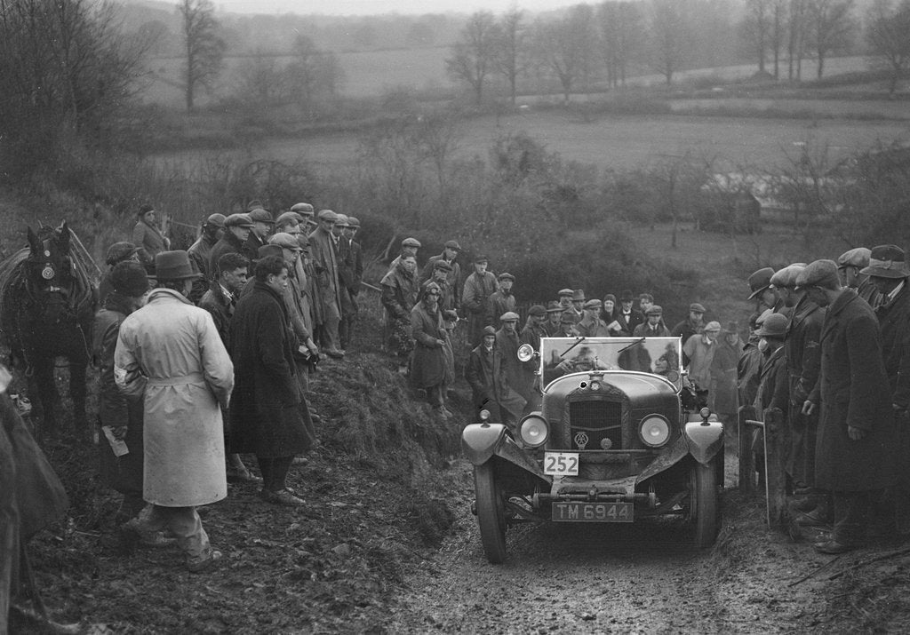 Detail of Crossley of HJ Stroud competing in the MCC Exeter Trial, Ibberton Hill, Dorset, 1930 by Bill Brunell