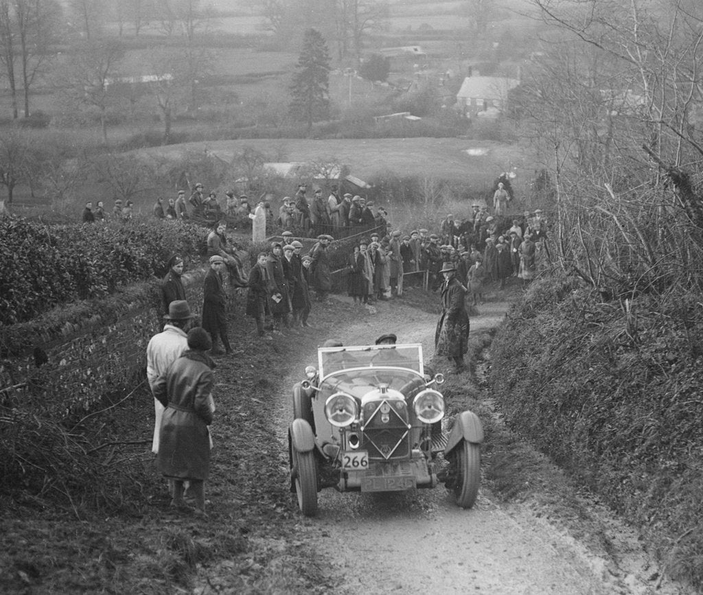Detail of Lagonda of WM Couper performing a braking test, MCC Exeter Trial, Ibberton Hill, Dorset, 1930 by Bill Brunell