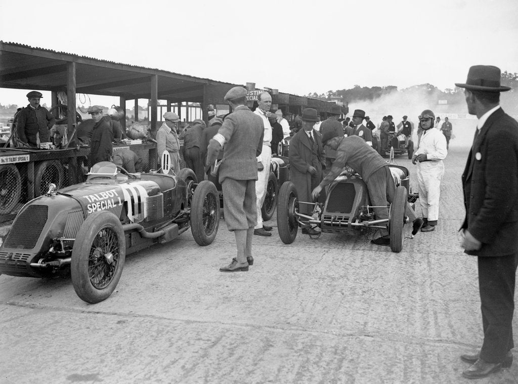Detail of Talbot-Darracqs of Henry Segrave and Jules Moriceau, JCC 200 Mile Race, Brooklands, 1926 by Bill Brunell