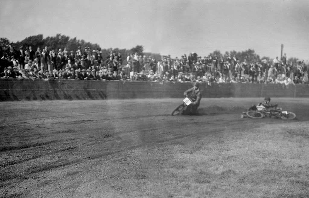 Detail of Speedway race at Lea Bridge Stadium, Leyton, London, 1928. by Bill Brunell
