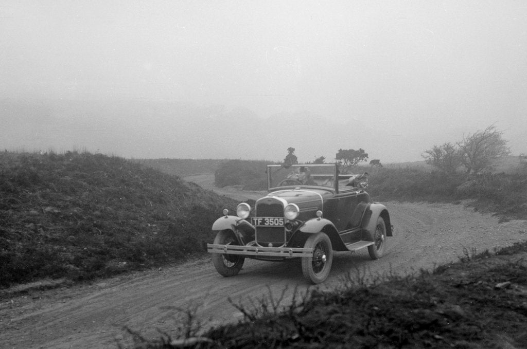 Detail of Kitty Brunell driving a 1930 2-seater Ford Model A, 1931. by Bill Brunell