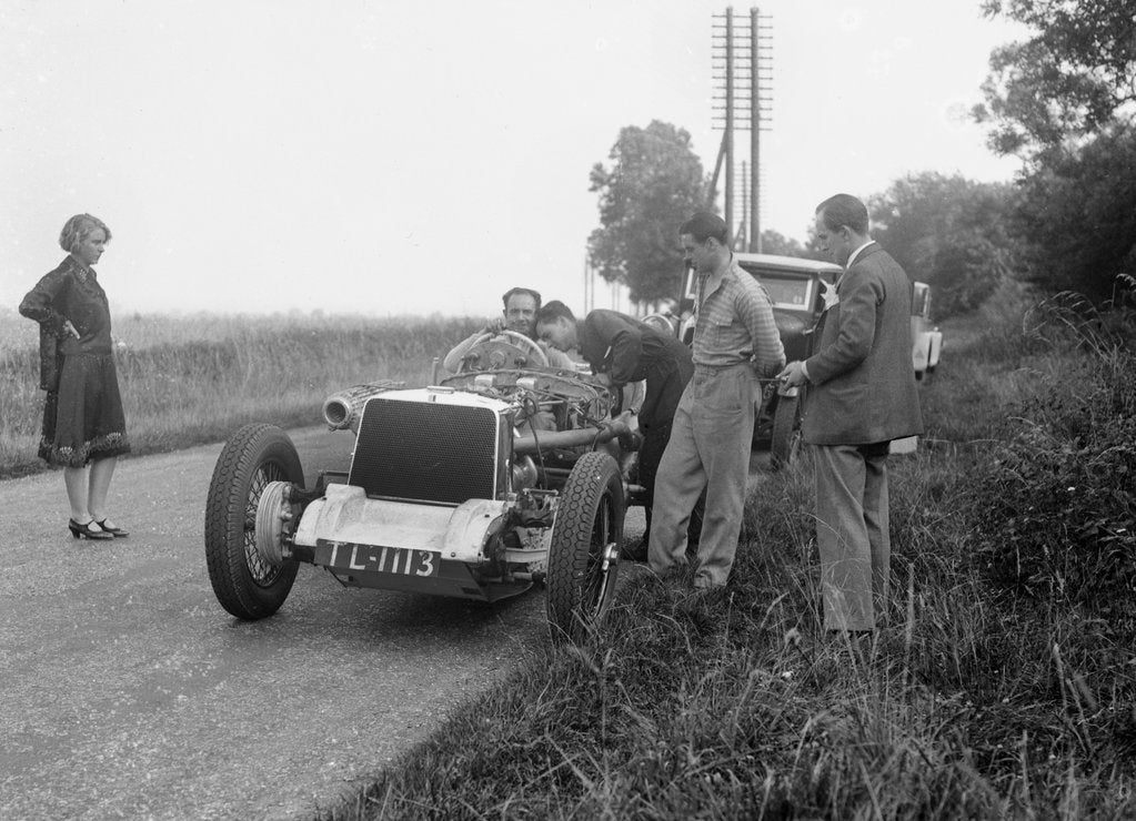 Detail of Road testing Raymond Mays' Vauxhall-Villiers, c1930s by Bill Brunell