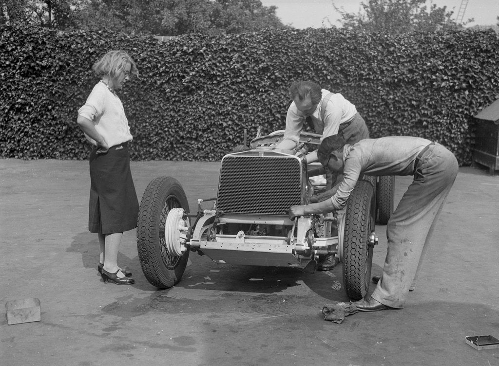 Detail of Working on the engine of Raymond Mays' Vauxhall-Villiers, c1930s by Bill Brunell