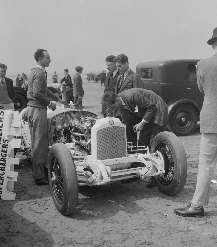Detail of Raymond Mays' Vauxhall-Villiers at a sand racing event, c1930s by Bill Brunell