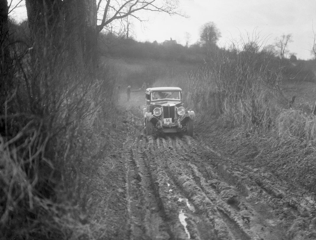 Detail of MG 18/80 of N Chichester-Smith competing in the MG Car Club Trial, Kimble Lane, Chilterns, 1931 by Bill Brunell