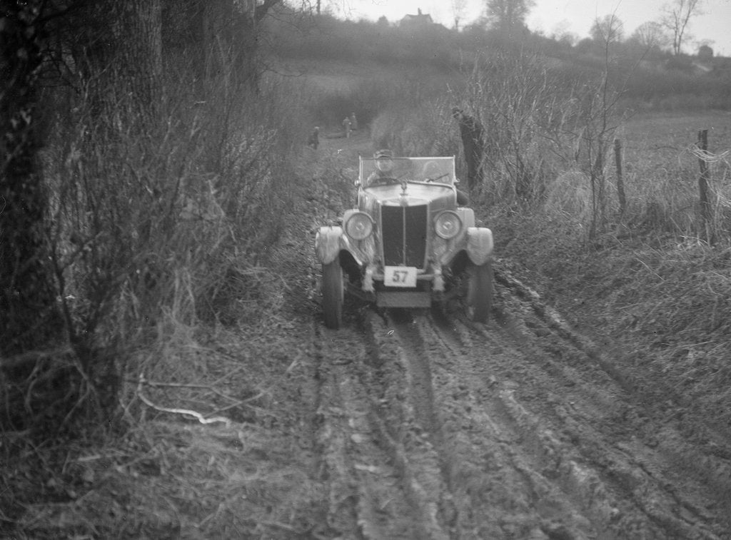 Detail of MG 18/80 of D Munro competing in the MG Car Club Trial, Kimble Lane, Chilterns, 1931 by Bill Brunell