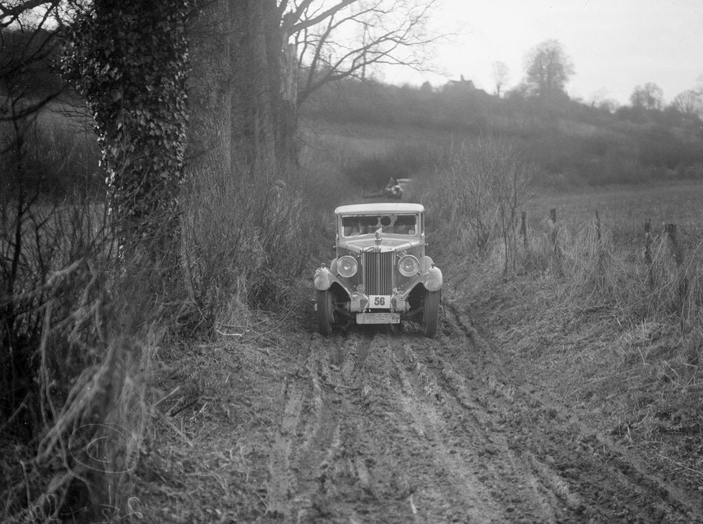Detail of MG 18/80 saloon of R Gough competing in the MG Car Club Trial, Kimble Lane, Chilterns, 1931 by Bill Brunell