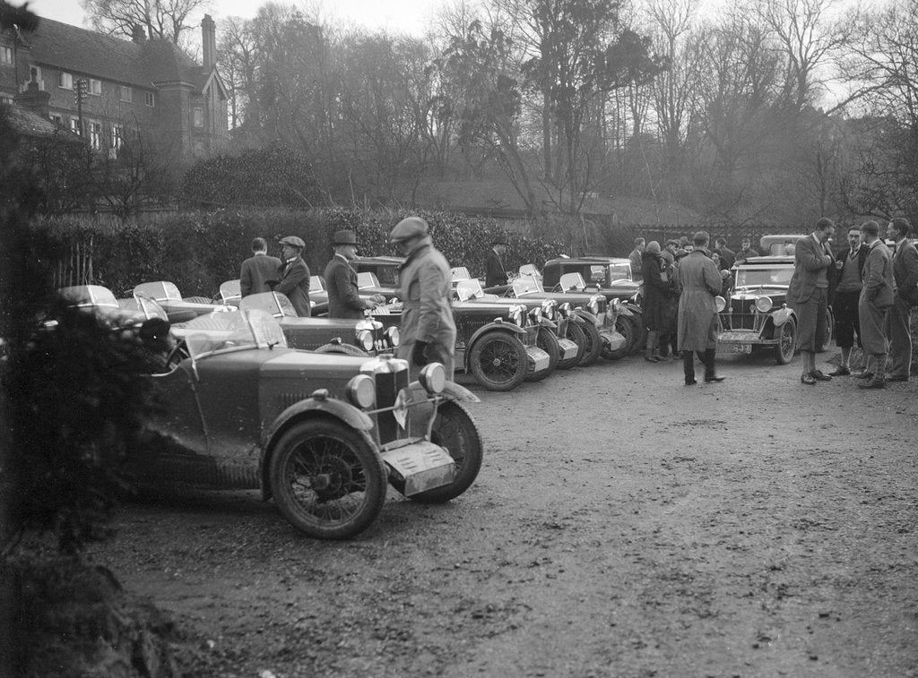 Detail of Various MGs outside the King's Arms, Berkhamsted, Hertfordshire, during the MG Car Club Trial, 1931 by Bill Brunell