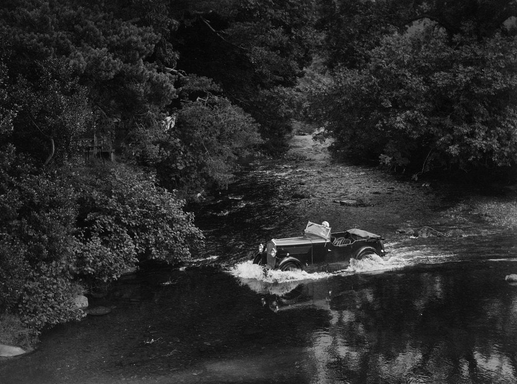 Detail of Kitty Brunell road testing a Riley 9 WD tourer, c1930 by Bill Brunell